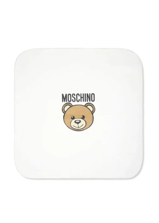 Moschino Kids Coperta Panna con Teddy Bear per Neonati