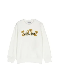 Moschino Kids Felpa Girocollo Bianca con Stampa per Bambini