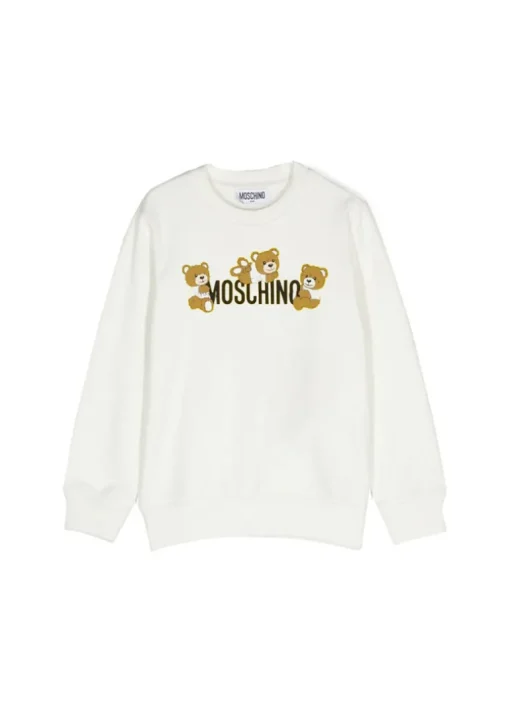 Moschino Kids Felpa Girocollo Bianca con Stampa per Bambini