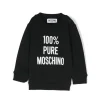 Moschino Kids Felpa Nera Girocollo con Stampa per Neonati
