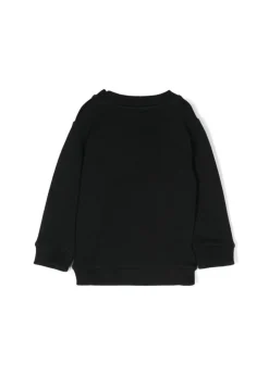 Moschino Kids Felpa Nera Girocollo con Stampa per Neonati