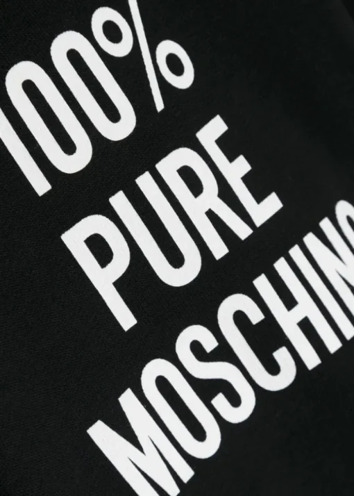 Moschino Kids Felpa Nera Girocollo con Stampa per Neonati