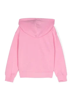 Moschino Kids Felpa Rosa con Cappuccio e Zip per Bambine