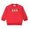 Moschino Kids Felpa Rossa con Logo Teddy Bear per Neonati