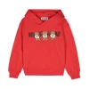 Moschino Kids Felpa Rossa con Cappuccio con Logo Teddy Bear per Bambini