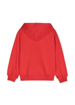Moschino Kids Felpa Rossa con Cappuccio con Logo Teddy Bear per Bambini
