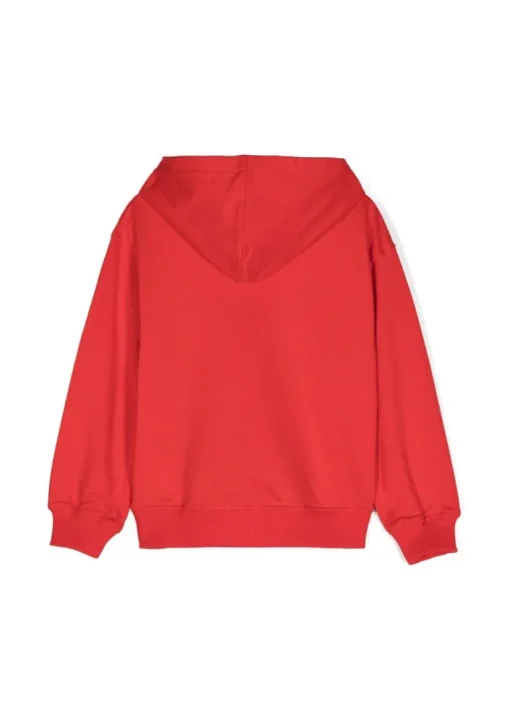 Moschino Kids Felpa Rossa con Cappuccio con Logo Teddy Bear per Bambini