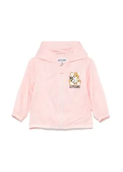 Moschino Kids Giubbino a Vento Rosa con Stampa Toy per Neonate