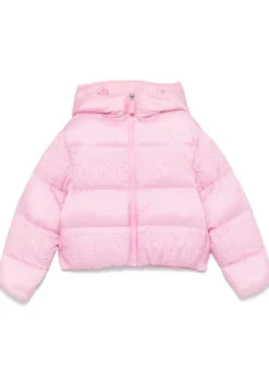 Moschino Kids Giubbino Rosa con Intarso Logo per Bambine