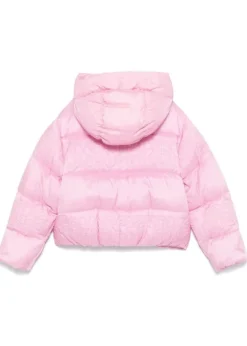Moschino Kids Giubbino Rosa con Intarso Logo per Bambine