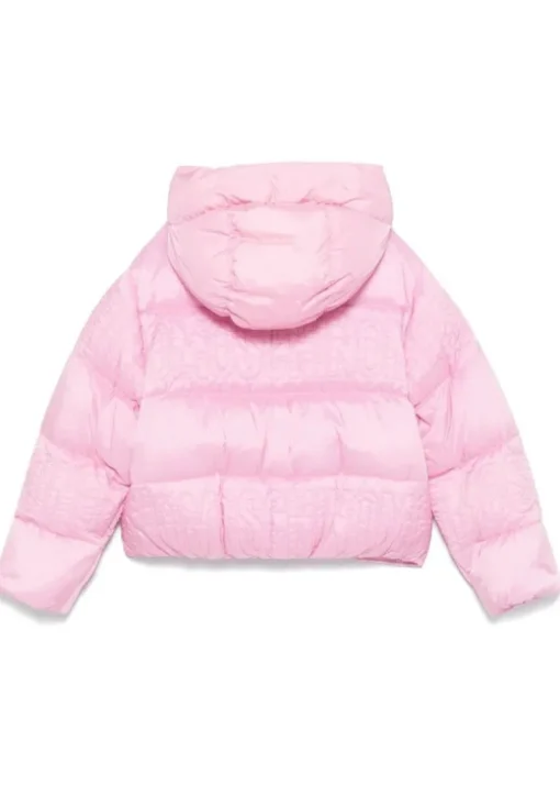 Moschino Kids Giubbino Rosa con Intarso Logo per Bambine