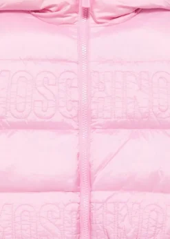 Moschino Kids Giubbino Rosa con Intarso Logo per Bambine