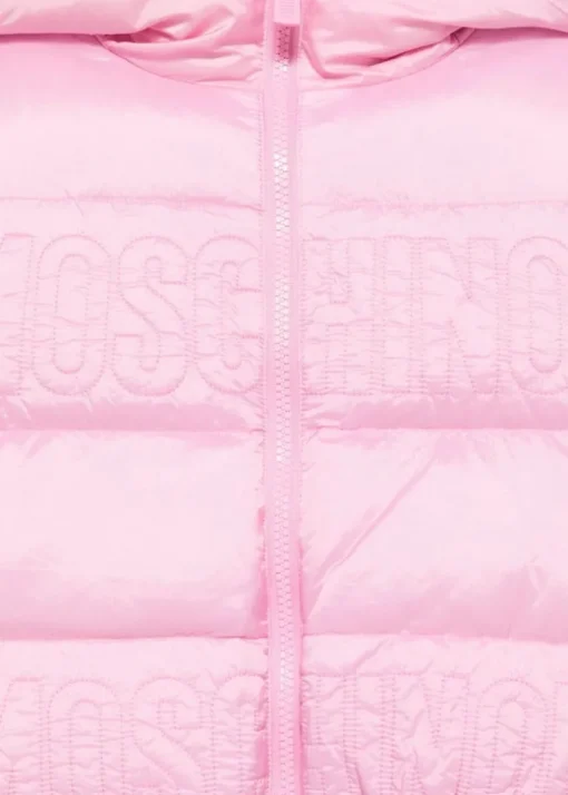 Moschino Kids Giubbino Rosa con Intarso Logo per Bambine