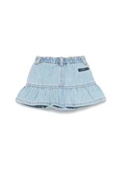 Moschino Kids Gonna Denim con Applicazione Teddy per Neonate