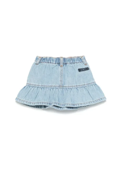 Moschino Kids Gonna Denim con Applicazione Teddy per Neonate