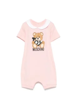 Moschino Kids Pagliaccetto Rosa con Stampa Toy per Neonati