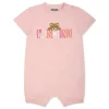 Moschino Kids Pagliaccetto Rosa con Stampa Colorful per Neonate