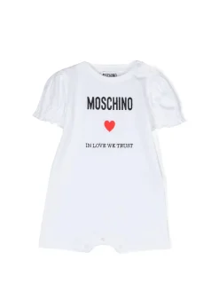Moschino Kids Pagliaccetto Bianco con Ricamo Logo