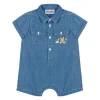 Moschino Kids Pagliaccetto in Denim con Stampa per Neonati
