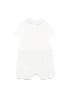Moschino Kids Pagliaccetto a Righe Panna/Beige con Ricamo Teddy per Neonati