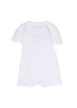 Moschino Kids Pagliaccetto Bianco con Ricamo Logo