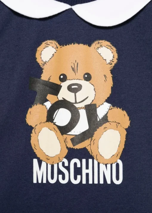 Moschino Kids Pagliaccetto Blu Navy con Stampa Toy per Neonati