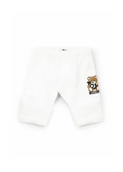 Moschino Kids Pantaloni Bianchi con Stampa Toy per Neonati