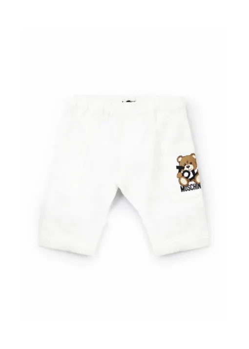 Moschino Kids Pantaloni Bianchi con Stampa Toy per Neonati