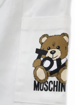 Moschino Kids Pantaloni Bianchi con Stampa Toy per Neonati