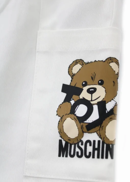 Moschino Kids Pantaloni Bianchi con Stampa Toy per Neonati