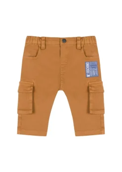 Moschino Kids Pantaloni Cammello con Tasconi per Neonati