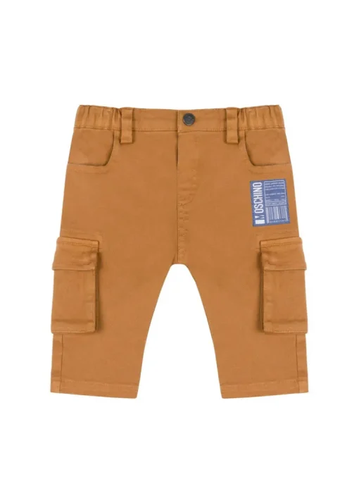 Moschino Kids Pantaloni Cammello con Tasconi per Neonati