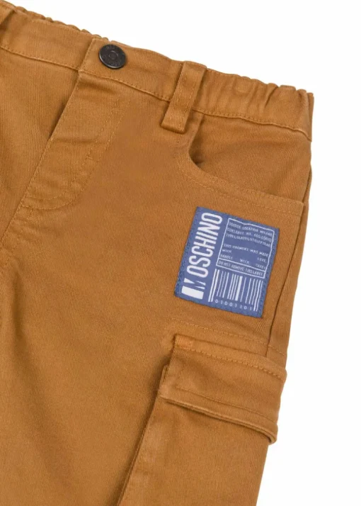 Moschino Kids Pantaloni Cammello con Tasconi per Neonati