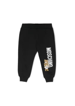 Moschino Kids Pantaloni in Tuta Neri con Teddy Bear per Neonati