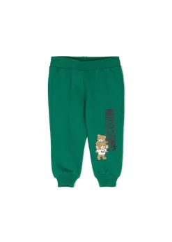 Moschino Kids Pantaloni in Tuta Verdi con Teddy Bear per Neonati
