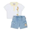 Moschino Kids Polo Bianca con Shorts per Neonate