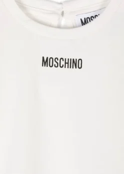 Moschino Kids Salopette Denim con Teddy Bear con T-shirt Bianca per Neonate