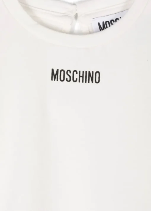 Moschino Kids Salopette Denim con Teddy Bear con T-shirt Bianca per Neonate