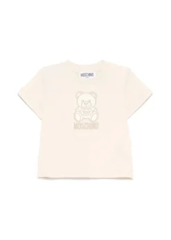 Moschino Kids T-shirt Beige con Ricamo Teddy per Neonati