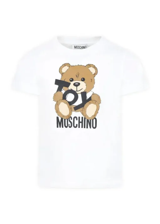Moschino Kids T-shirt Bianca con Stampa Toy per Bambini