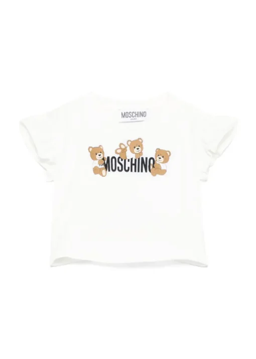 Moschino Kids T-shirt Bianca con Stampa per Neonate