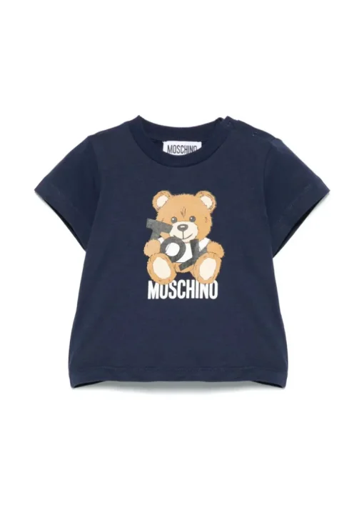 Moschino Kids T-shirt Blu Navy con Stampa Toy per Neonati