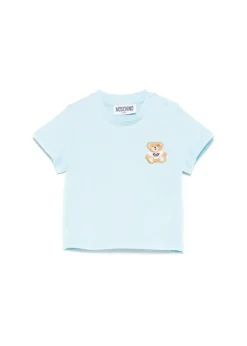 Moschino Kids T-shirt Celeste con Ricamo Toy per Neonati