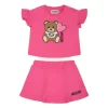 Moschino Kids T-shirt con Stampa con Gonna Fucsia per Neonate