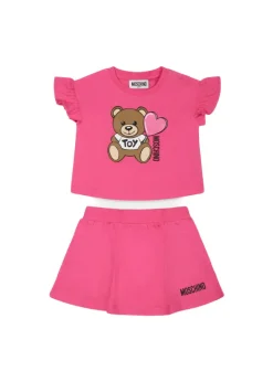 Moschino Kids T-shirt con Stampa con Gonna Fucsia per Neonate