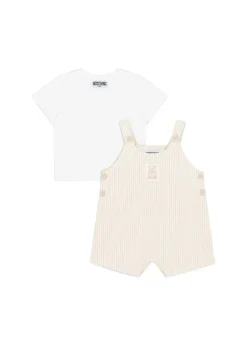 Moschino Kids T-shirt con Salopette Pann/Beige per Neonati