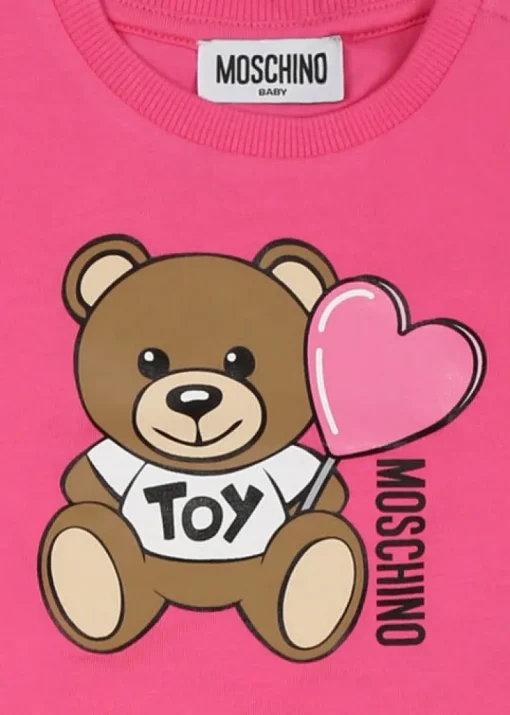 Moschino Kids T-shirt con Stampa con Gonna Fucsia per Neonate