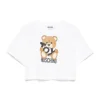 Moschino Kids T-shirt Crop Bianca con Stampa Toy per Bambine