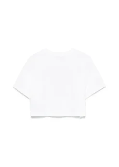 Moschino Kids T-shirt Crop Bianca con Stampa Toy per Bambine