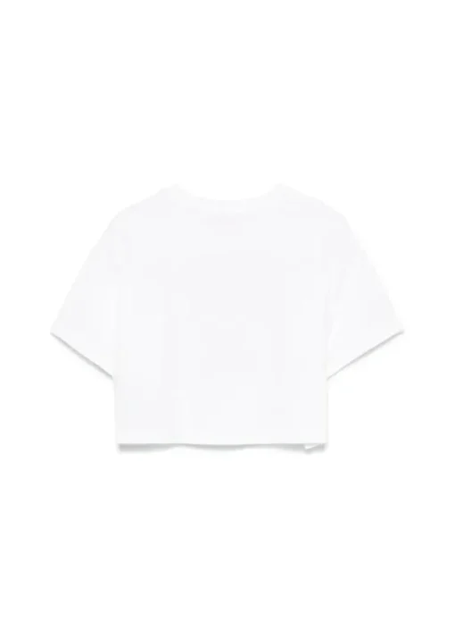 Moschino Kids T-shirt Crop Bianca con Stampa Toy per Bambine